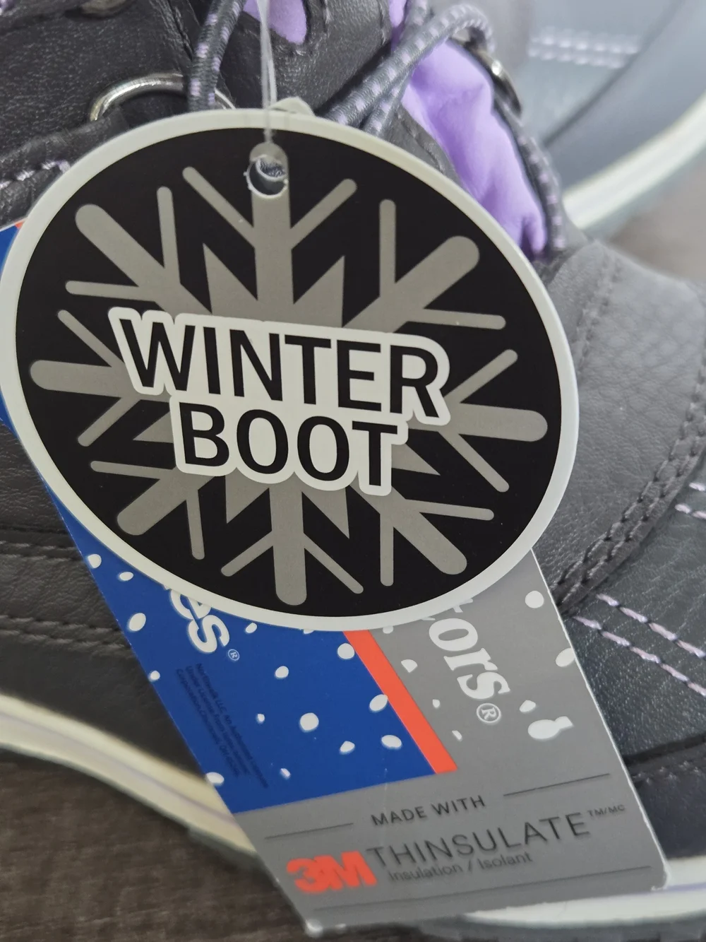 NWT Totes Kids Alpine Winter Snow Boots Grey Purple Insulated Waterproof Size 3M